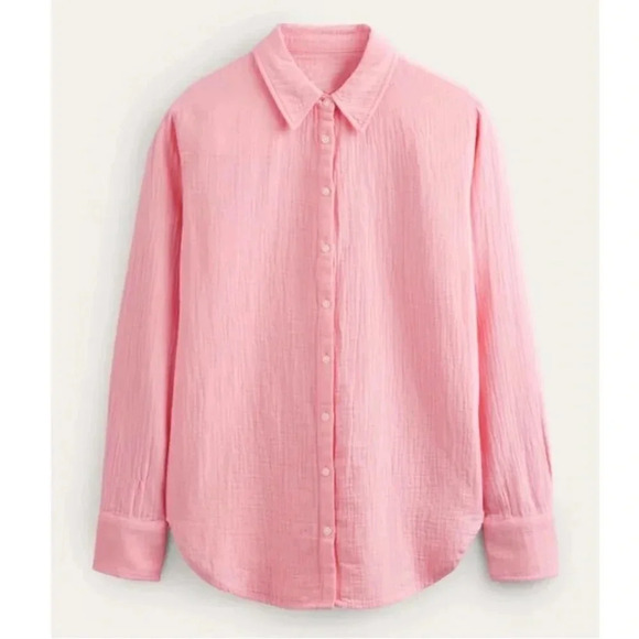 Boden Women Cotton Gauze Button Up Oversized Shirt 16-18 Pink Casual Preppy NWT - Picture 1 of 9